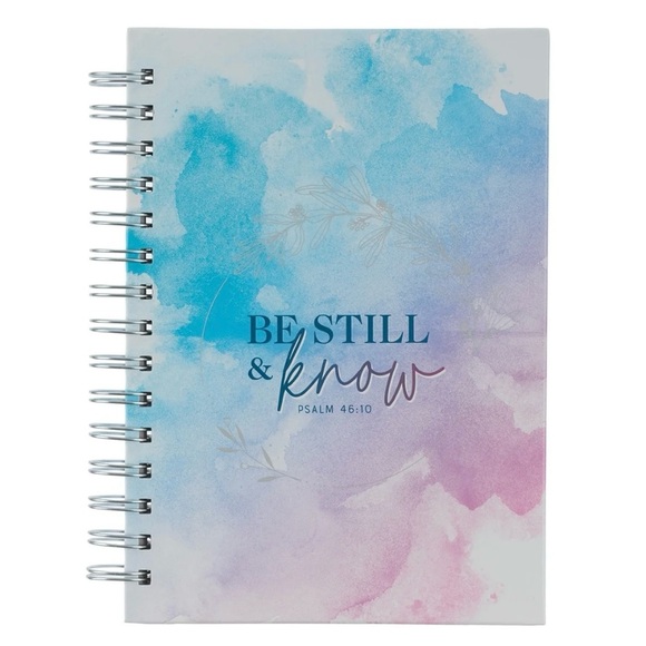 Bible Journal, Blue & Pink Watercolor Spiral Notebook - Picture 1 of 4